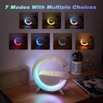 Wholesale Crescent Moon LED Bluetooth Speaker with Wireless Phone Charging - High-Quality Loud Sound BT2301 for Universal Cell Phone And Bluetooth Device (White)