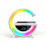 LED Alarm Clock Bluetooth Speaker with Wireless Charger - Dynamic Light, High-Volume Sound BT3401 for Universal Cell Phone And Bluetooth Device (White)