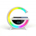 Wholesale LED Alarm Clock Bluetooth Speaker with Wireless Charger - Dynamic Light, High-Volume Sound BT3401 for Universal Cell Phone And Bluetooth Device (White)