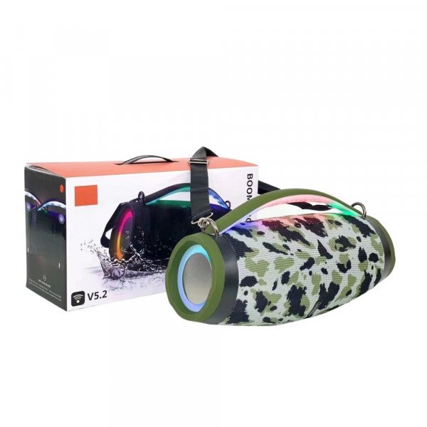 Wholesale Bluetooth Speaker: RGB Lights, Water Resistant, Portable Dual Speaker BoomsBox4 for Universal Cell Phone And Bluetooth Device (Camo)