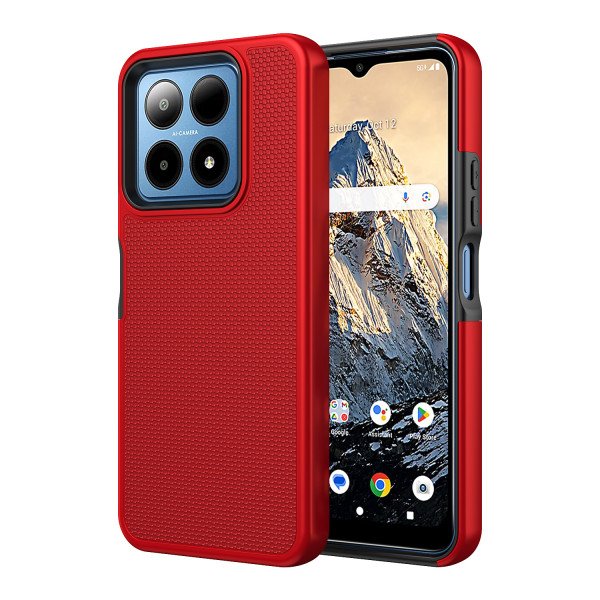 Wholesale Dual Layer Heavy Duty Shockproof Tough Armor Protection Phone Case for Boost Mobile Summit 5G (Red)