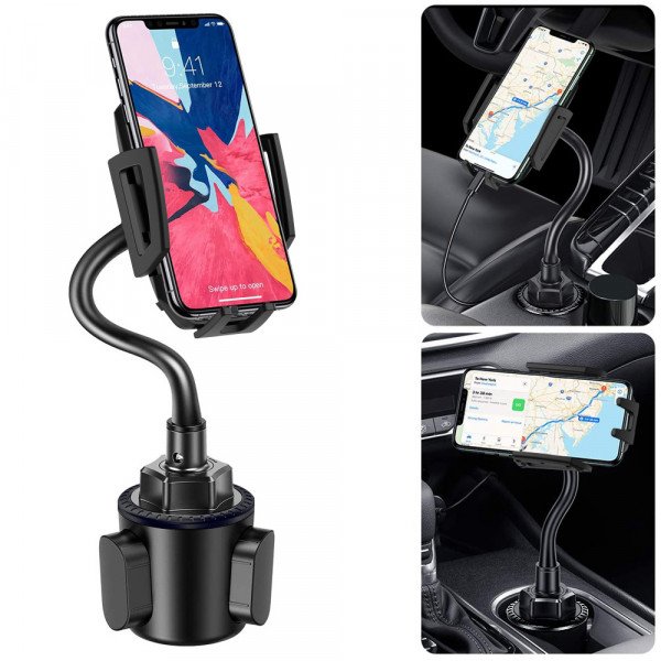 Wholesale Car Cup Holder Phone Mount Adjustable Gooseneck Automobile C050 for Universal Cell Phones (Black)