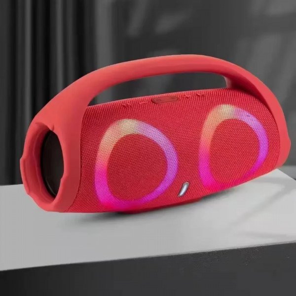 Wholesale Large Portable Bluetooth Speaker with RGB Lights - Wireless Sound System for Outdoor Entertainment C6LED for Universal Cell Phone And Bluetooth Device (Red)