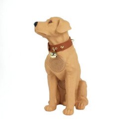 Labrador Retriever Bluetooth Speaker Design with Collar Bell & Wired Microphone - Powerful Sound System M211 for Universal Cell Phone And Bluetooth Device (Brown)