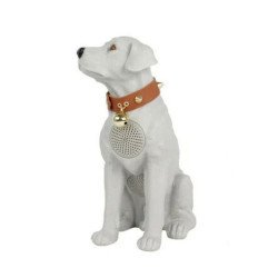 Labrador Retriever Bluetooth Speaker Design with Collar Bell & Wired Microphone - Powerful Sound System M211 for Universal Cell Phone And Bluetooth Device (White)