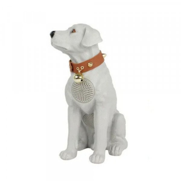 Wholesale Labrador Retriever Bluetooth Speaker Design with Collar Bell & Wired Microphone - Powerful Sound System M211 for Universal Cell Phone And Bluetooth Device (White)
