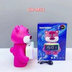 Wholesale Cute Pink Bear Portable Bluetooth Speaker with RGB LED and Clock Design CH-M51 for Universal Cell Phone And Bluetooth Device (Hot Pink)