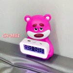 Wholesale Cute Pink Bear Portable Bluetooth Speaker with RGB LED and Clock Design CH-M51 for Universal Cell Phone And Bluetooth Device (Hot Pink)
