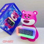 Wholesale Cute Pink Bear Portable Bluetooth Speaker with RGB LED and Clock Design CH-M51 for Universal Cell Phone And Bluetooth Device (Hot Pink)