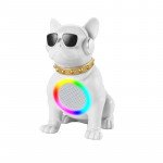 Wholesale Cool Pit Bull Bluetooth Speaker with LED Lights and Sunglasses - Portable Audio for Music Lovers CH-M58 for Universal Cell Phone And Bluetooth Device (White)