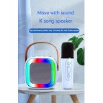 Wholesale RGB LED Cube Bluetooth Speaker with Wireless Microphone & Carry Handle - Portable Karaoke System CRX172 for Universal Cell Phone And Bluetooth Device (Blue)