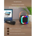 Wholesale RGB LED Cube Bluetooth Speaker with Wireless Microphone & Carry Handle - Portable Karaoke System CRX172 for Universal Cell Phone And Bluetooth Device (Blue)