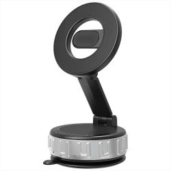 Dual-Row N52 Magnetic MagSafe Suction Phone Holder with 360 Rotating Base (Black)