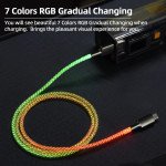 Wholesale Type-C LED Light Up Charging Cable - 7 RGB Colors Gradual Changing USB Cable 3.3FT for Universal Cell Phone, Device and More for Android Only