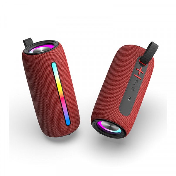 Wholesale Portable Bluetooth Speaker with RGB LED Light - Hi-Fi Sound Quality Wireless Audio Device ChargeP2Pro for Universal Cell Phone And Bluetooth Device (Red)