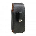 Wholesale Deluxe Vertical PU Leather Smartphone Belt Pouch with Secure Magnetic Flip Closure XL69 for Fits iPhone 15 Pro Max and more (Black)
