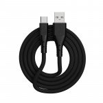 Wholesale Type C / USB-C 2.4A Heavy Duty Strong Soft Flexible Tangled Free Silicone OD 5.0mm Charge and Sync USB Cable 3FT for Universal Cell Phone, Device and More (Black)