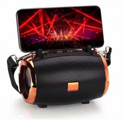 Drum Style Chrome Design Portable Bluetooth Speaker with Super Power Sound, Simple and Clean, Bluetooth 5.0, Loud Stereo Speaker for Home Outdoor Party Camping for iPhone, Cell Phone, Universal Devices ET111 (Black)