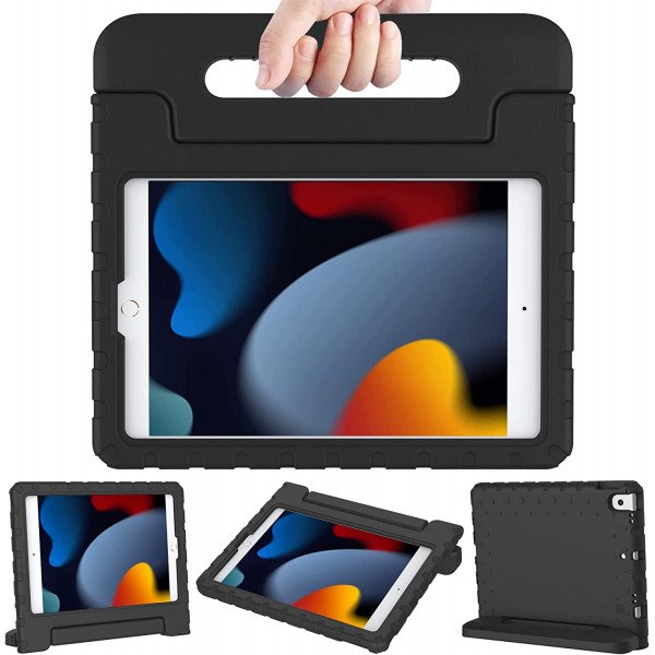 Wholesale Silicone Convertible Handle Stand Kid Friendly Shockproof Durable Protective Cover Case for for Apple iPad 9.7 [2018 / 2017], Air 1, Air 2 (Black)