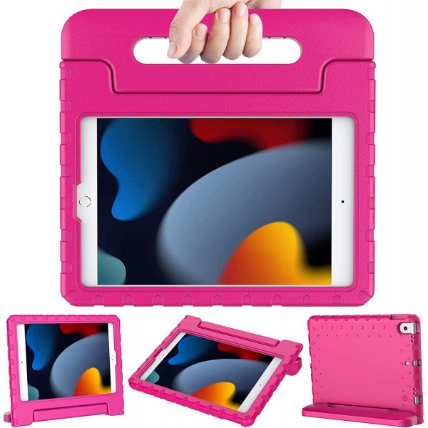 Wholesale Silicone Convertible Handle Stand Kid Friendly Shockproof Durable Protective Cover Case for for Apple iPad 10.2 8th / 7th Gen [2021 / 2020 / 2019] (Hot Pink)