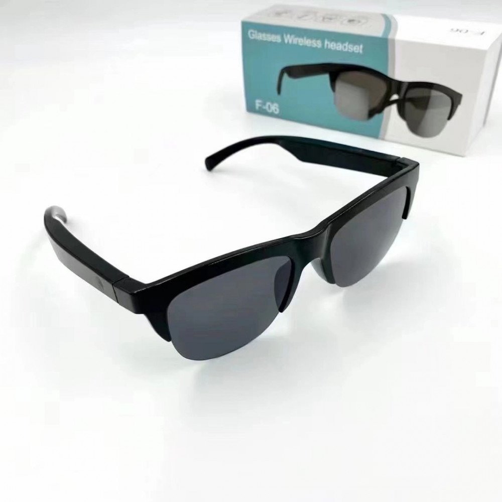 Wholesale Ultra Light Frame Smart Glasses Bluetooth Wireless Stereo Music Audio Sunglasses F06 for Universal Cell Phone And Bluetooth Device Black