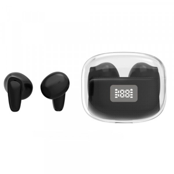 Wholesale Mini Design TWS Wireless Earphone - BT Headset with Battery Power Display, Stereo Sound Earbuds, Transparent Cover Case F10 for Universal Cell Phone And Bluetooth Device (Black)