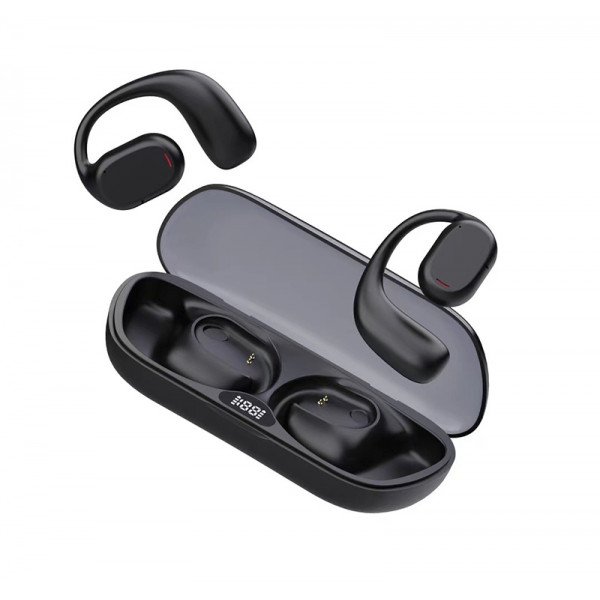 Wholesale Open-Ear Style TWS Bluetooth Wireless Headset Gaming Earbuds Stereo Sound With Battery Indicator F100 for Universal Cell Phone And Bluetooth Device (Black)
