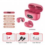 Wholesale Clip-On Open Ear Crystal Clear Sound TWS Bluetooth Headphones F80 for Universal Cell Phone And Bluetooth Device (Hot Pink)