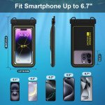 Wholesale Waterproof Floating Phone Pouch Case SIze XL with Lanyard – Clear Window, Snap Lock, Ideal for Water Photography (Black)