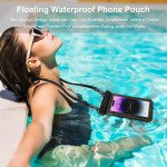 Wholesale Waterproof Floating Phone Pouch Case SIze XL with Lanyard – Clear Window, Snap Lock, Ideal for Water Photography (Black)