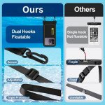 Wholesale Waterproof Floating Phone Pouch Case SIze XL with Lanyard – Clear Window, Snap Lock, Ideal for Water Photography (Black)