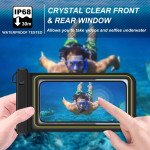 Wholesale Waterproof Floating Phone Pouch Case SIze XL with Lanyard – Clear Window, Snap Lock, Ideal for Water Photography (Black)
