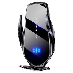 15W Wireless Charging Auto-Clamping Car Phone Mount with 3-in-1 Dashboard Windshield Vent Kit (Black)