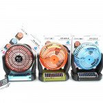 Wholesale Desktop Cooling Fan Portable Bluetooth Speaker with Solar Charge, LED Light, FM Radio, Multi Feature Speakers FP225 for Universal Cell Phone And Bluetooth Device (Black)