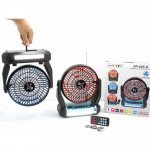 Wholesale Desktop Cooling Fan Portable Bluetooth Speaker with Solar Charge, LED Light, FM Radio, Multi Feature Speakers FP225 for Universal Cell Phone And Bluetooth Device (Black)