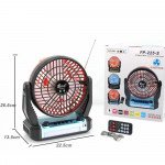 Wholesale Desktop Cooling Fan Portable Bluetooth Speaker with Solar Charge, LED Light, FM Radio, Multi Feature Speakers FP225 for Universal Cell Phone And Bluetooth Device (Blue)