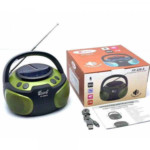 Wholesale Classic CD Player Design Portable Bluetooth Speaker with Solar-Powered - Perfect for Outdoor Adventures and Sustainable Living FP226 for Universal Cell Phone And Bluetooth Device (Green)