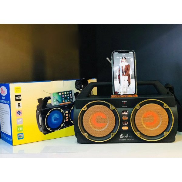 Wholesale Fashion Cool Retro DJ Handheld Portable Bluetooth Speaker Radio System with LED Light FP33 for Universal Cell Phone And Bluetooth Device (Yellow)