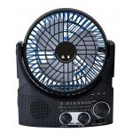 Wholesale Large Fan Solar-Powered Bluetooth Speaker with AM/FM Radio, Portable, and LED Flashlight FP335 for Universal Cell Phone And Bluetooth Device (Black)
