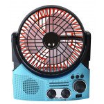 Wholesale Large Fan Solar-Powered Bluetooth Speaker with AM/FM Radio, Portable, and LED Flashlight FP335 for Universal Cell Phone And Bluetooth Device (Blue)