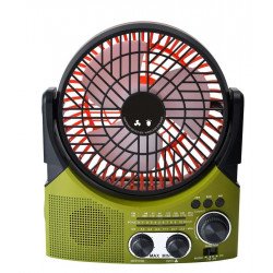Large Fan Solar-Powered Bluetooth Speaker with AM/FM Radio, Portable, and LED Flashlight FP335 for Universal Cell Phone And Bluetooth Device (Green)