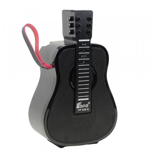 Wholesale Portable Guitar-Shaped Bluetooth Speaker with Solar Charging and LED Light FP528S for Universal Cell Phone And Bluetooth Device (Black)