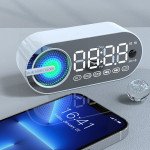 Wholesale Alarm Clock Function LED Light LCD Time Display Wireless FM Radio Bluetooth Speaker with Motion Sensor G30 for Universal Cell Phone And Bluetooth Device (White)