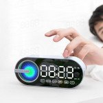 Wholesale Alarm Clock Function LED Light LCD Time Display Wireless FM Radio Bluetooth Speaker with Motion Sensor G30 for Universal Cell Phone And Bluetooth Device (White)