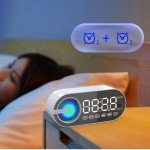 Wholesale Alarm Clock Function LED Light LCD Time Display Wireless FM Radio Bluetooth Speaker with Motion Sensor G30 for Universal Cell Phone And Bluetooth Device (White)