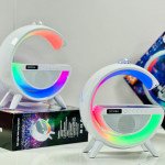 Wholesale Multi-Feature Disco Bluetooth Speaker with LED Light & Wireless Charger Portable Party Device G2388A for Universal Cell Phone And Bluetooth Device (White)