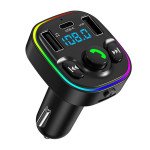 Wholesale LED Bluetooth Car FM Transmitter, Wireless Audio Adapter Receiver with Quick Charge Dual USB-C and USB-A Ports Support Micro SD Card for Universal Cell Phone And Bluetooth Device (Black)