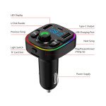 Wholesale LED Bluetooth Car FM Transmitter, Wireless Audio Adapter Receiver with Quick Charge Dual USB-C and USB-A Ports Support Micro SD Card for Universal Cell Phone And Bluetooth Device (Black)