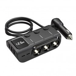 20W Car Lighter: USB PD Fast Charge, 3-Socket Splitter with Independent Switch GC01 for Universal Cell Phone, Device and More (Black) 20W Car Lighter: USB PD Fast Charge, 3-Socket Splitter with Independent Switch GC01 for Universal Cell Phone, Device and More (Black)