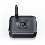Wholesale Bluetooth 5.1 Receiver with RGB Light 3.5mm Aux Low Latency Dual Connection Wireless Audio Adapter GR01 for Universal Cell Phone, Device and More (Black)